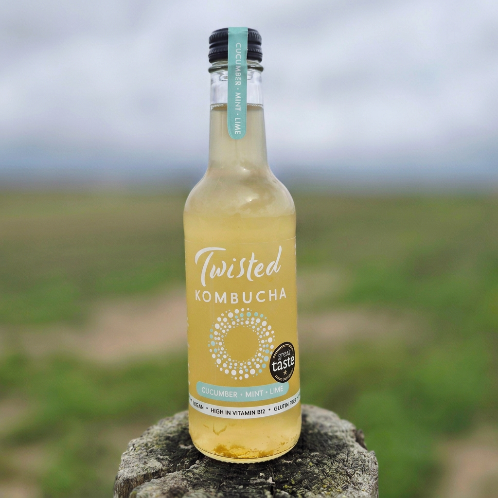Square version of the cucumber, mint and lime kombucha photo
