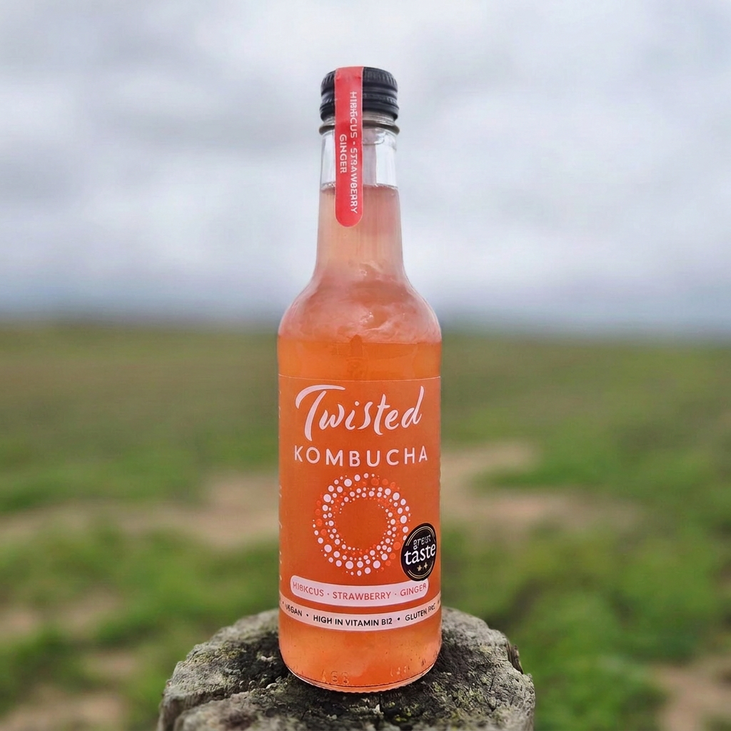Strawberry Hibiscus and ginger kombucha 